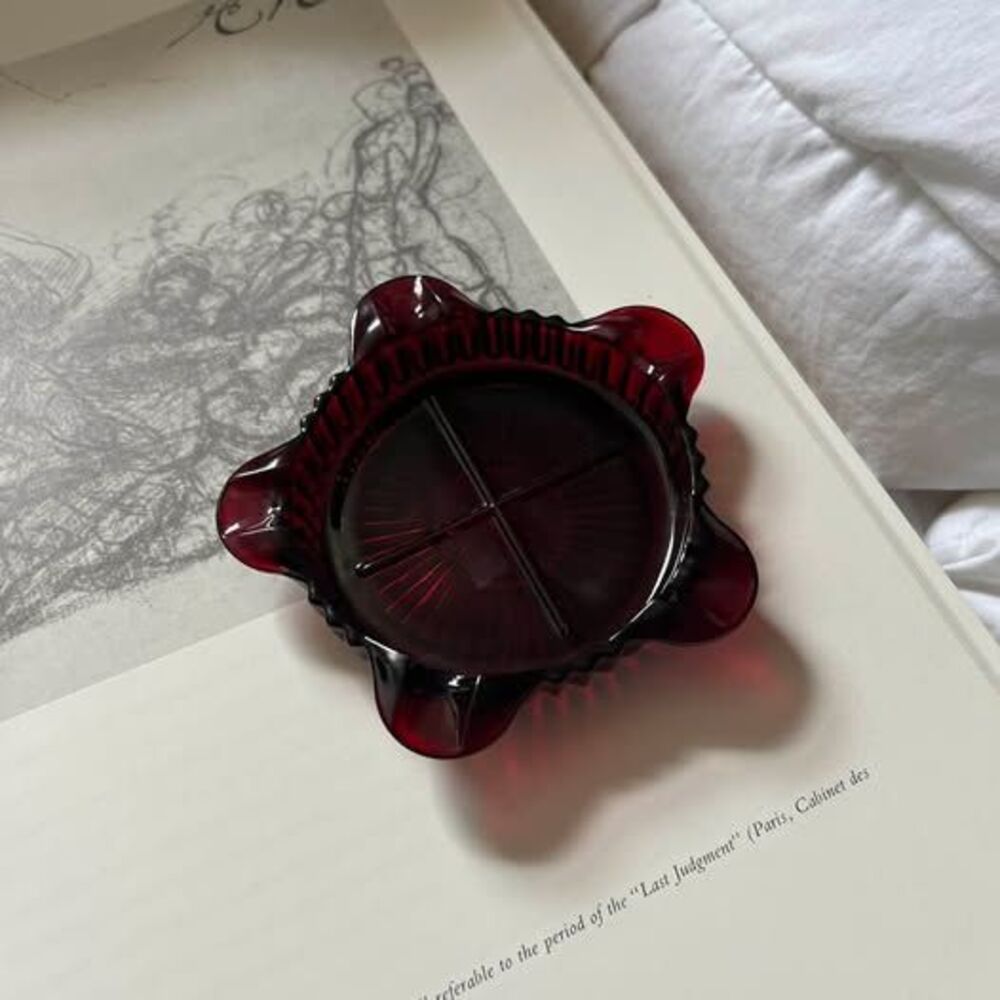 Vintage Red Glass Trinket Dish